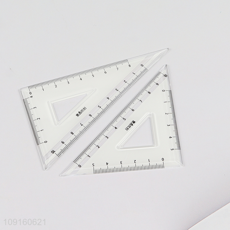 Wholesale 4 Pieces Plastic Ruler Math Set Geometry Ruler Measuring Tools