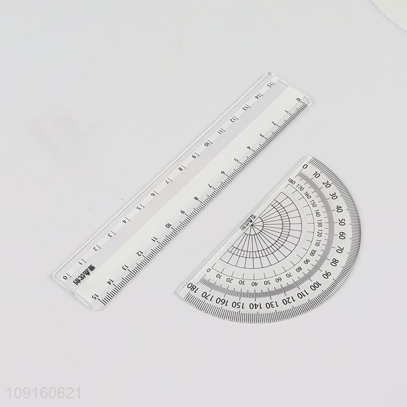 Wholesale 4 Pieces Plastic Ruler Math Set Geometry Ruler Measuring Tools
