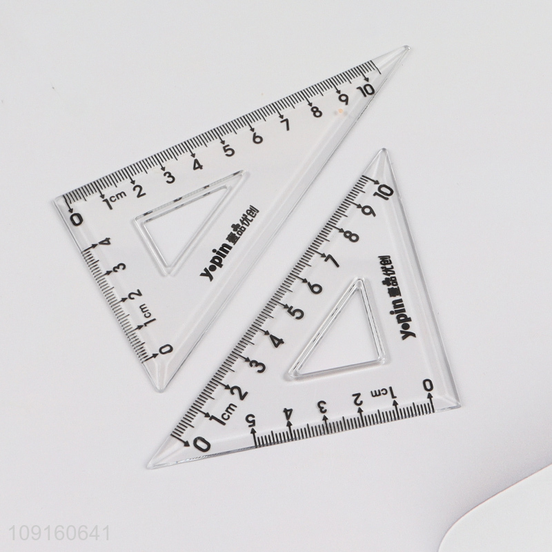 China Wholesale 4 Pieces Plastic Ruler Math Set Geometry Measuring Tools
