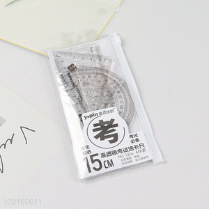 New Product 4 Pieces Plastic Ruler Math Set Includes Rulers and Protractor