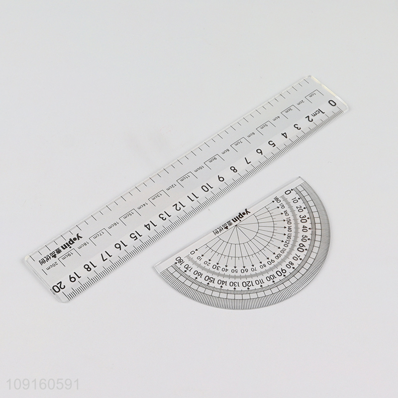 Factory Price 4 Pieces Plastic Rulers Geometric Ruler Set for Students