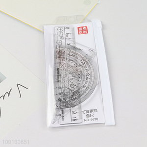 Hot Selling 4 Pieces Plastic Ruler Math Set for Office School Students