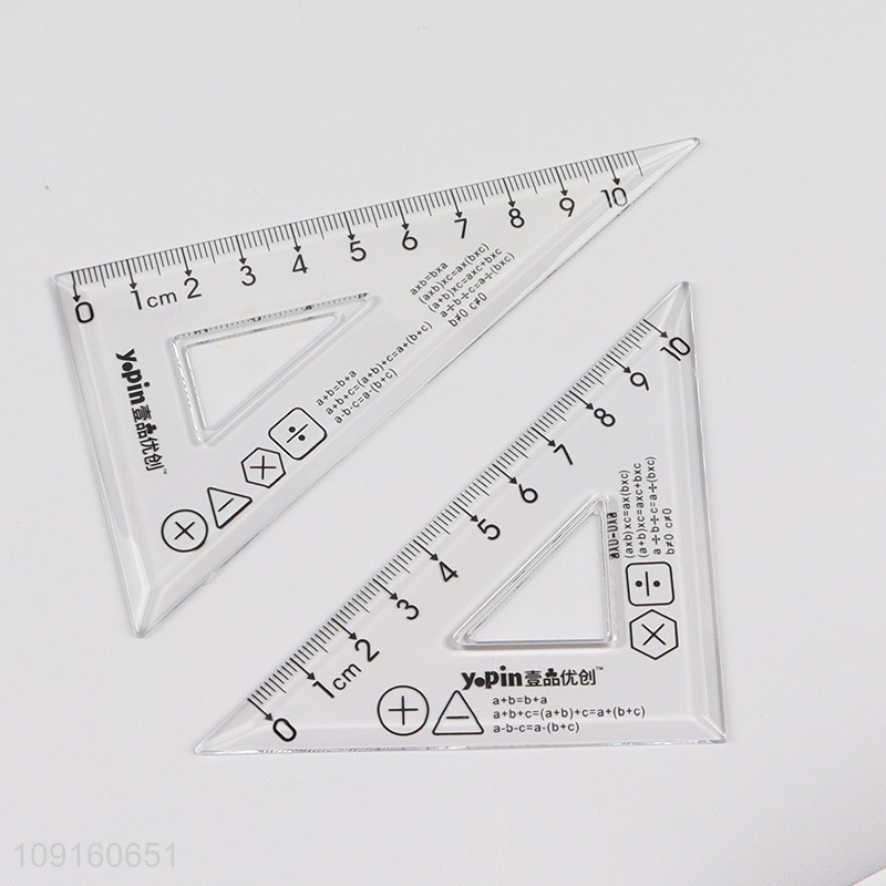 Hot Selling 4 Pieces Plastic Ruler Math Set for Office School Students