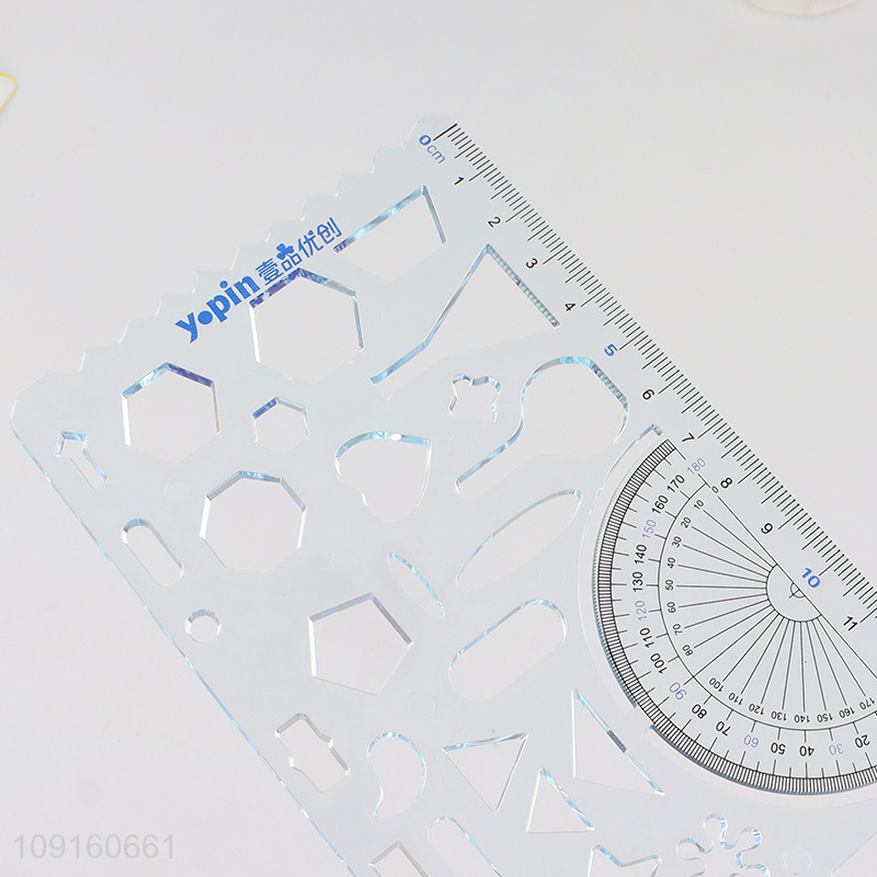 New Product Multifunctional Geometric Drawing Template Drafting Stencil Plastic Ruler