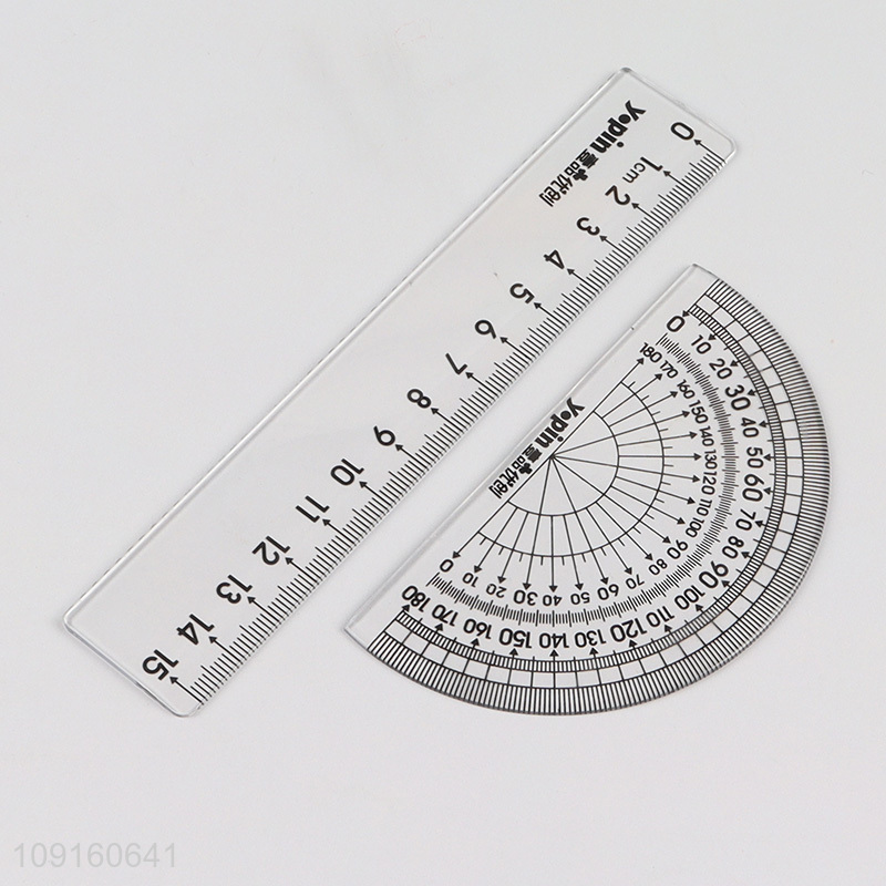 China Wholesale 4 Pieces Plastic Ruler Math Set Geometry Measuring Tools
