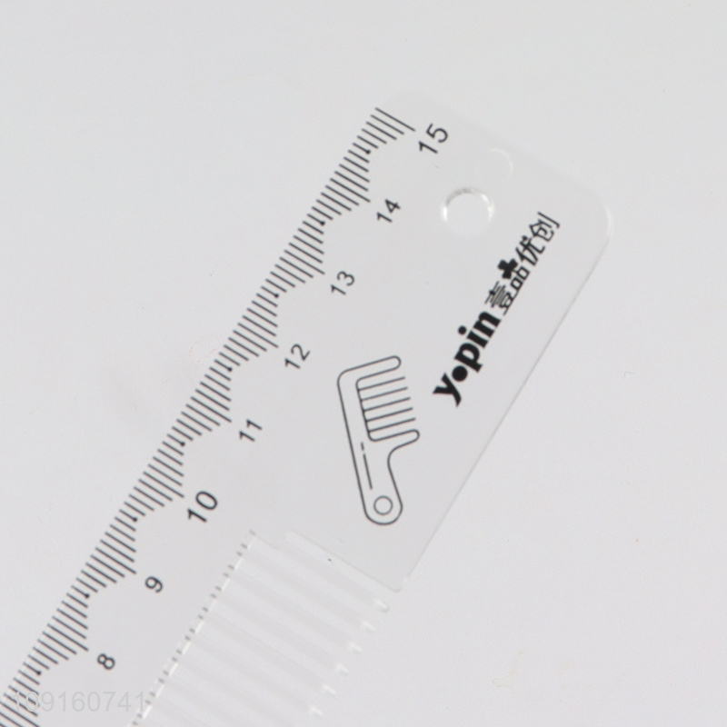 Factory Supply 2-In-1 Plastic Ruler Transparent Plastic Ruler with Hair Comb