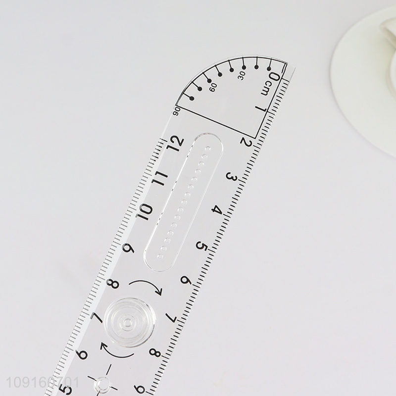 Factory Price Multi-Function Plastic Drafting Ruler Geometry Stencil Meauring Tool