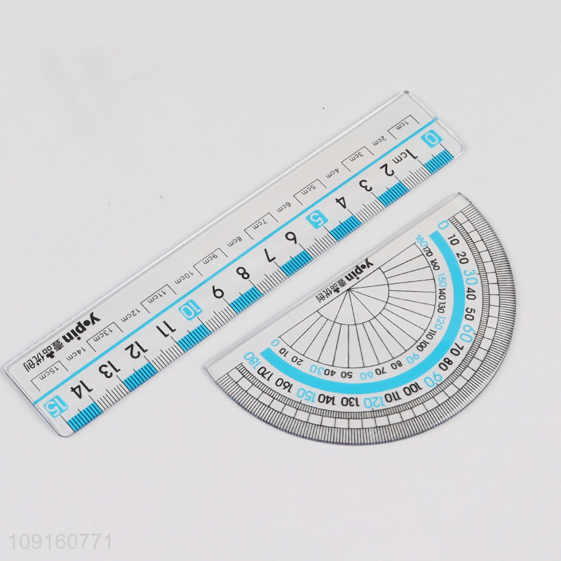 Wholesale 4 Pieces Plastic Ruler Math Set Math Geometry Set for Drafting Drawing