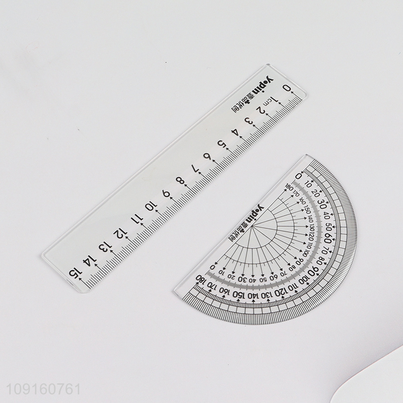 High Quality 4 Pieces Plastic Ruler Math Set Measuring Tools for Students