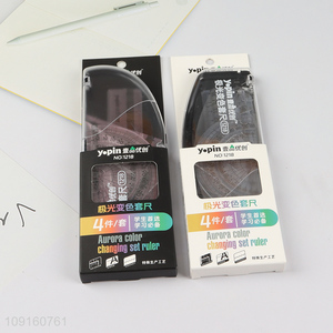 High Quality 4 Pieces Plastic Ruler Math Set Measuring Tools for Students