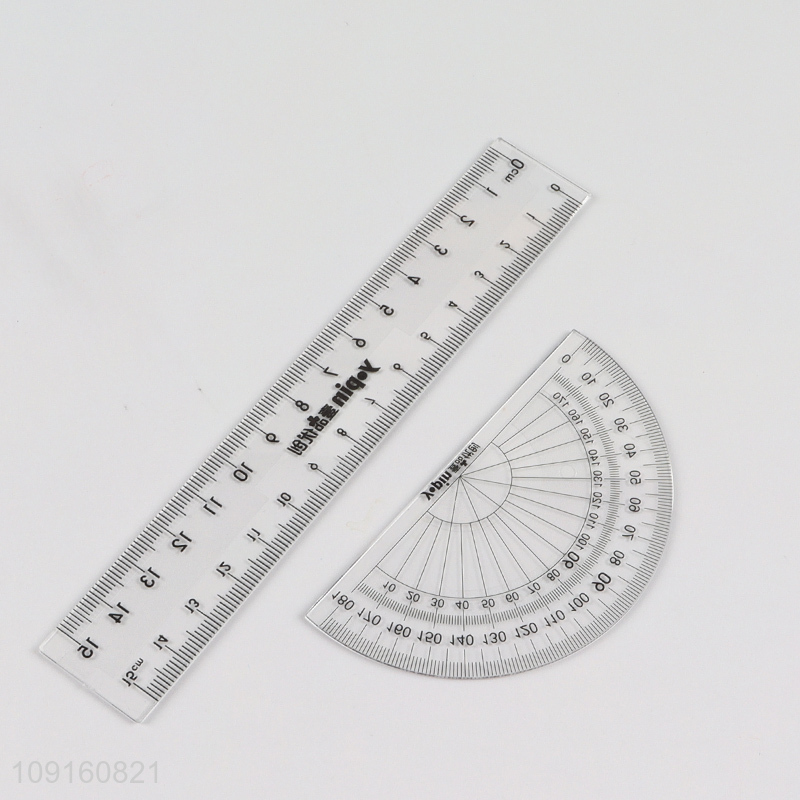 Wholesale 8 Pieces Geometry Math Set with Drawing Compass, Rulers & Protractor