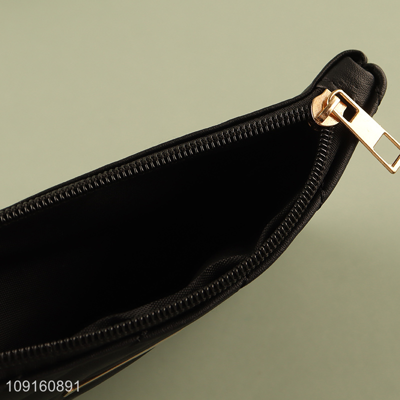 Yiwu market black fashion waterproof ladies wallet with zipper