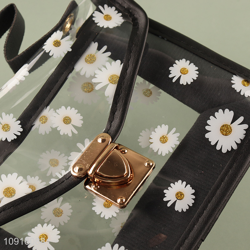 Hot selling fashion clear portable shoulder bag with women wallet