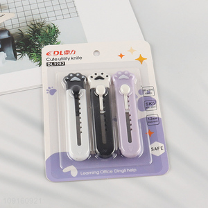 Hot products 3pcs students cute utility knife art knife set