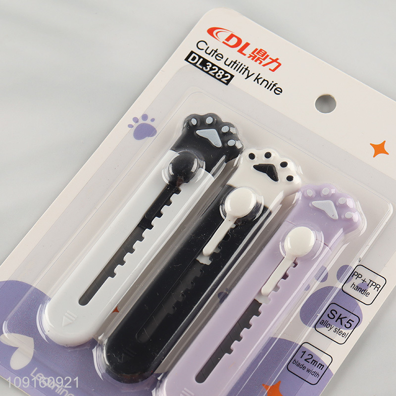 Hot products 3pcs students cute utility knife art knife set