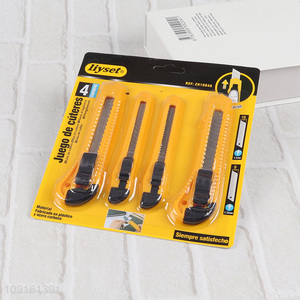 Factory Price 4PCS Heavy Duty Retractable Utility Knife Box Cutter for Paper