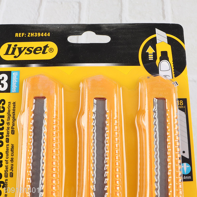 China Imports 3PCS Utility Knife Box Snap-Off Cutter for Carton Cardboard Paper