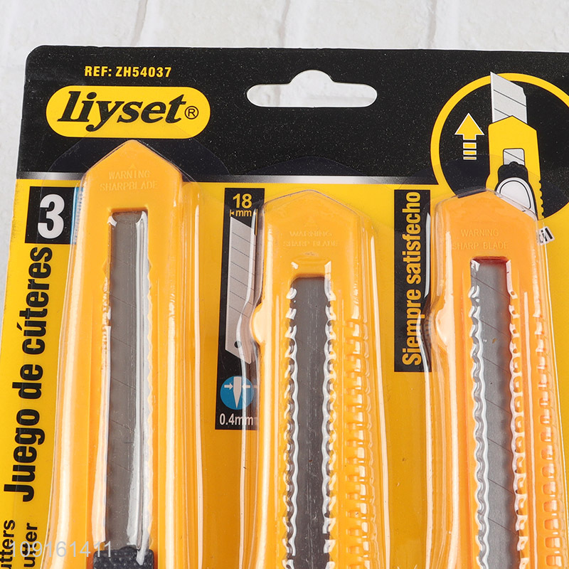 Promotional 3PCS Retractable Utility Knife Box Cutter for Paper Plastic Leather