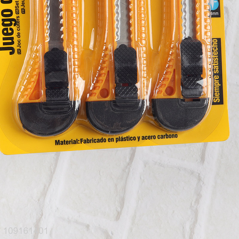 China Imports 3PCS Utility Knife Box Snap-Off Cutter for Carton Cardboard Paper