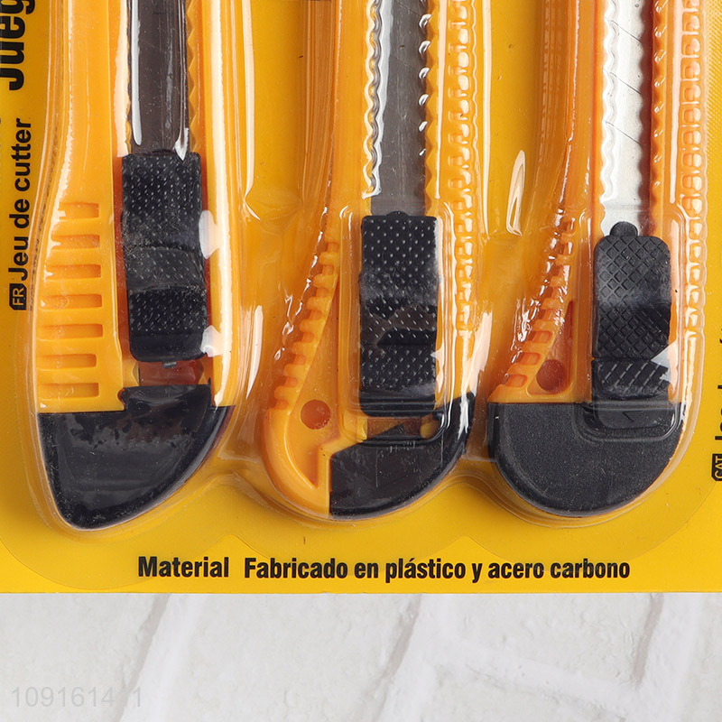 Promotional 3PCS Retractable Utility Knife Box Cutter for Paper Plastic Leather
