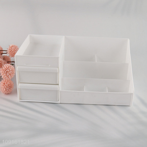 Popular products white plastic desktop organizer storage box with drawer