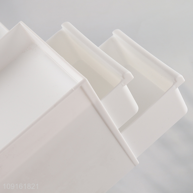 Popular products white plastic desktop organizer storage box with drawer