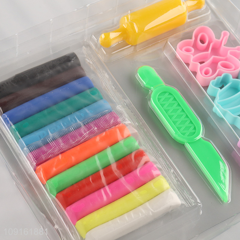 Hot items cartoon kids diy plasticine toys play dough set modeling clay kit