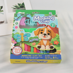 Hot items cartoon kids diy plasticine toys play dough set modeling clay kit