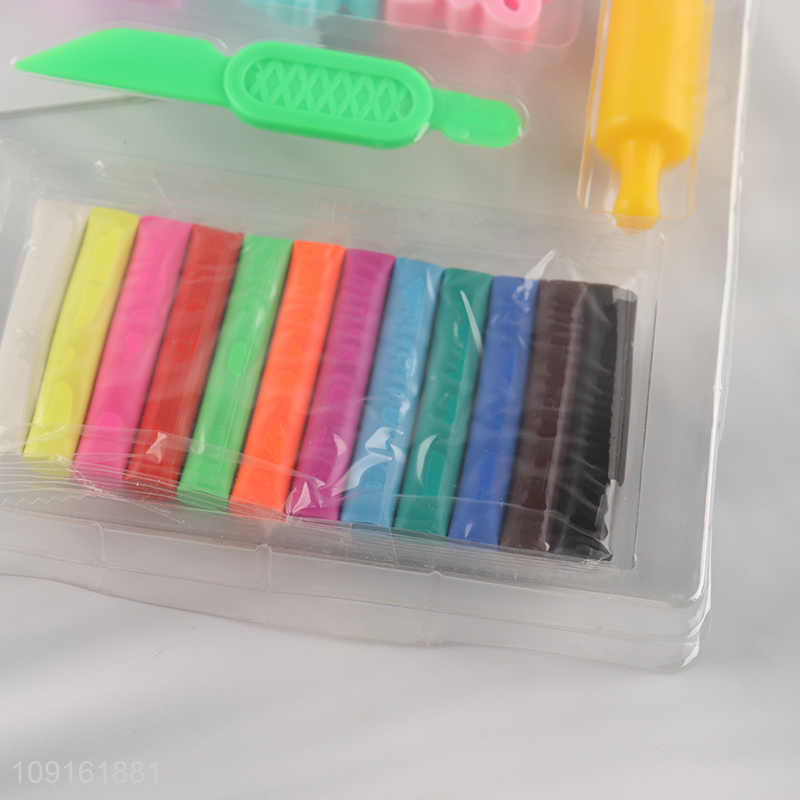 Hot items cartoon kids diy plasticine toys play dough set modeling clay kit