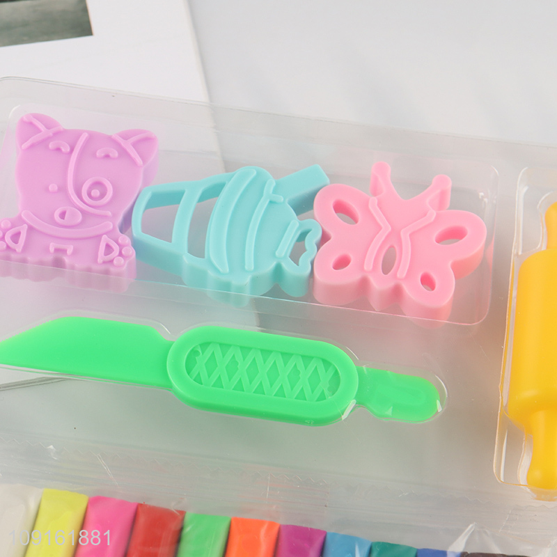 Hot items cartoon kids diy plasticine toys play dough set modeling clay kit