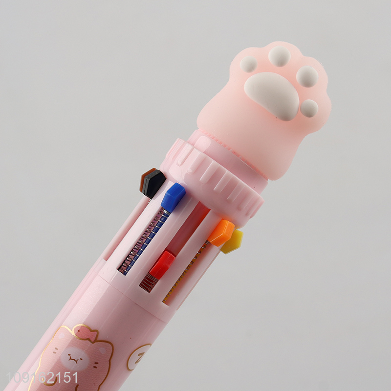 China factory school students cat paw ten color ballpoint pen