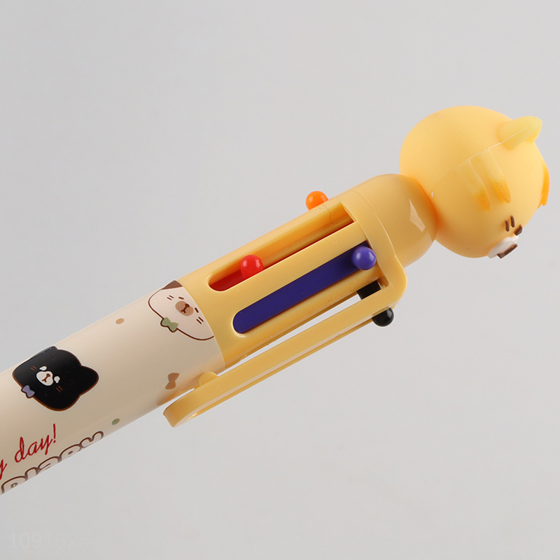 Hot selling diary cat six color ballpoint pen writing pen