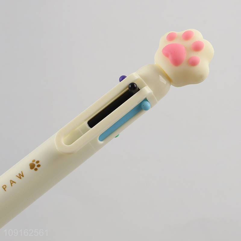 Top selling cat paw six color ballpoint pen writing pen wholesale