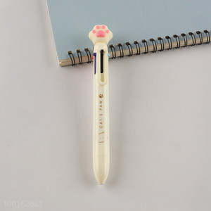Top selling cat paw six color ballpoint pen writing pen wholesale