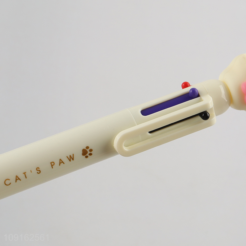 Top selling cat paw six color ballpoint pen writing pen wholesale