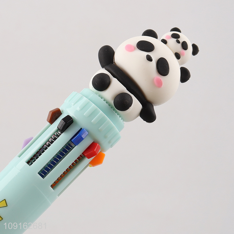 Hot items cartoon panda ten color ballpoint pen for school office