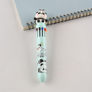 Hot items cartoon panda ten color ballpoint pen for school office