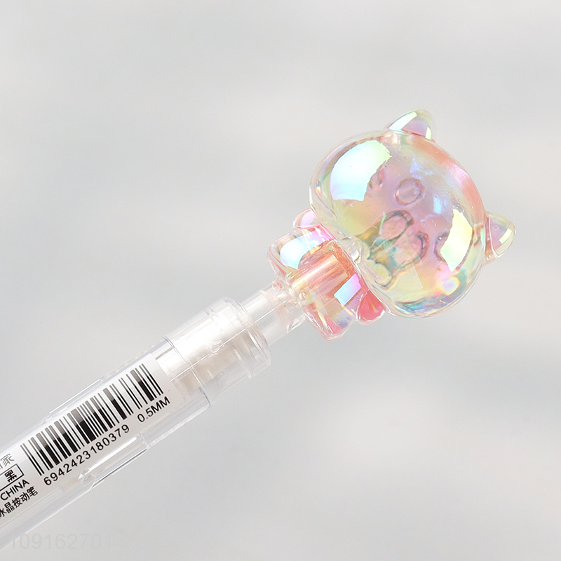 Latest design school students crystal kitten side press gel pen