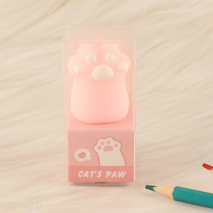 Low price pink cute cat paw pencil sharpener for sale