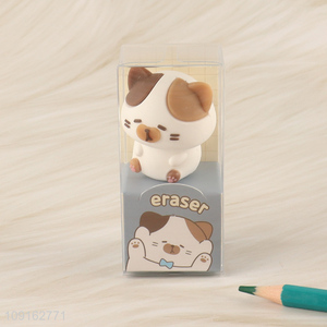 Good selling cartoon school stationery cat diary 3D eraser