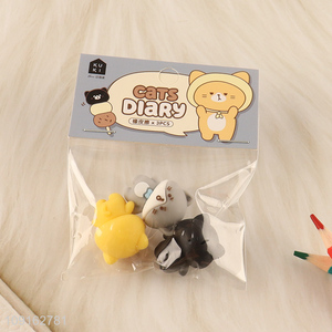 Factory wholesale cat diary sharing eraser set for school office
