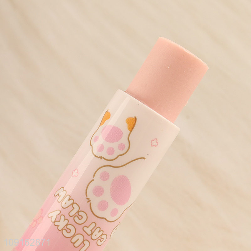 Good selling crystal cat paw lipstick eraser school students stationery
