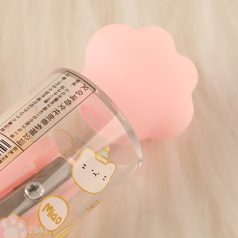 China wholesale cat paw trash can pencil sharpener for school students