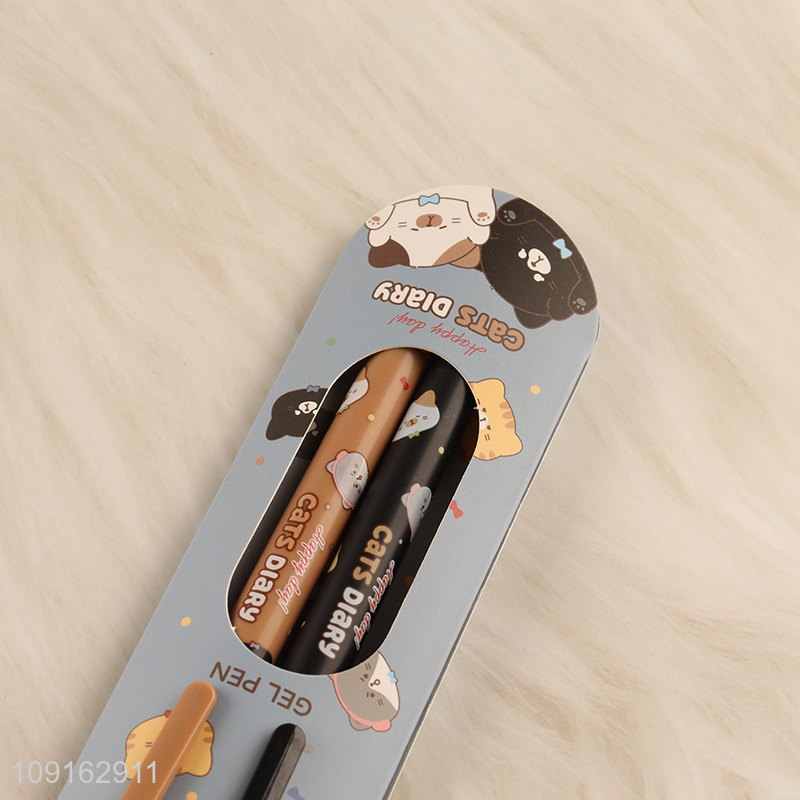 Popular products 2pcs students stationery cat diary sharing pen gel pen