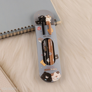 Popular products 2pcs students stationery cat diary sharing pen gel pen