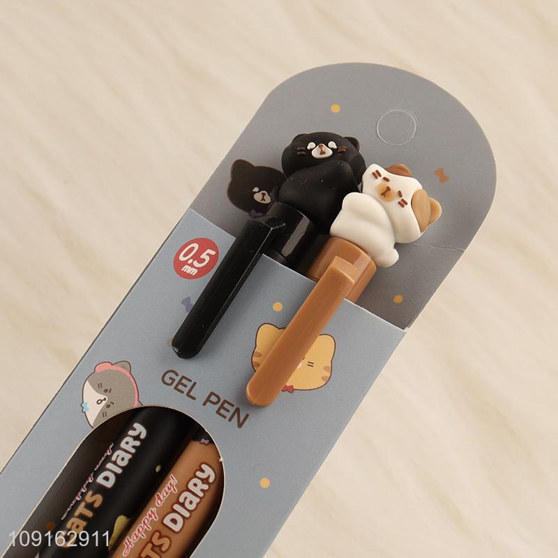 Popular products 2pcs students stationery cat diary sharing pen gel pen