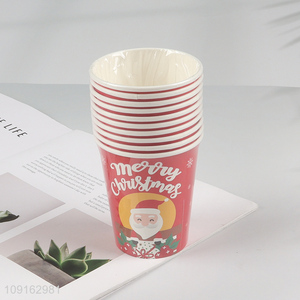 Hot Selling 10 Pieces 9 oz Diposable Christmas Paper Cups Holiday Paper Cups