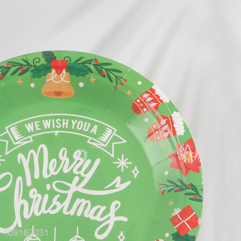 New Product 10 Pieces 7 Inch Disposable Christmas Plates Paper Cake Dessert Plates