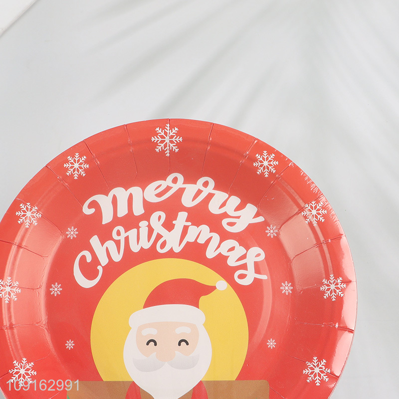 Factory Supply 10 Pieces 7 Inch Christmas Party Paper Plates Disposable Paper Plates