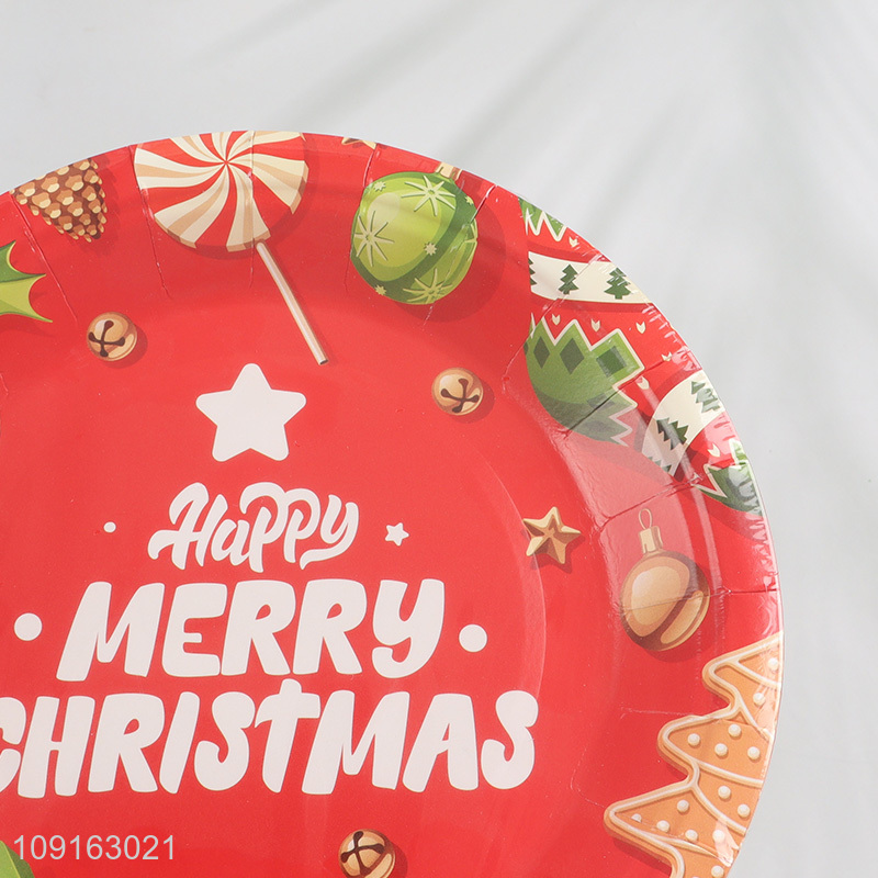 Good Quality 10 Pieces 7 Inch Disposable Christmas Party Plates Paper Cake Plates